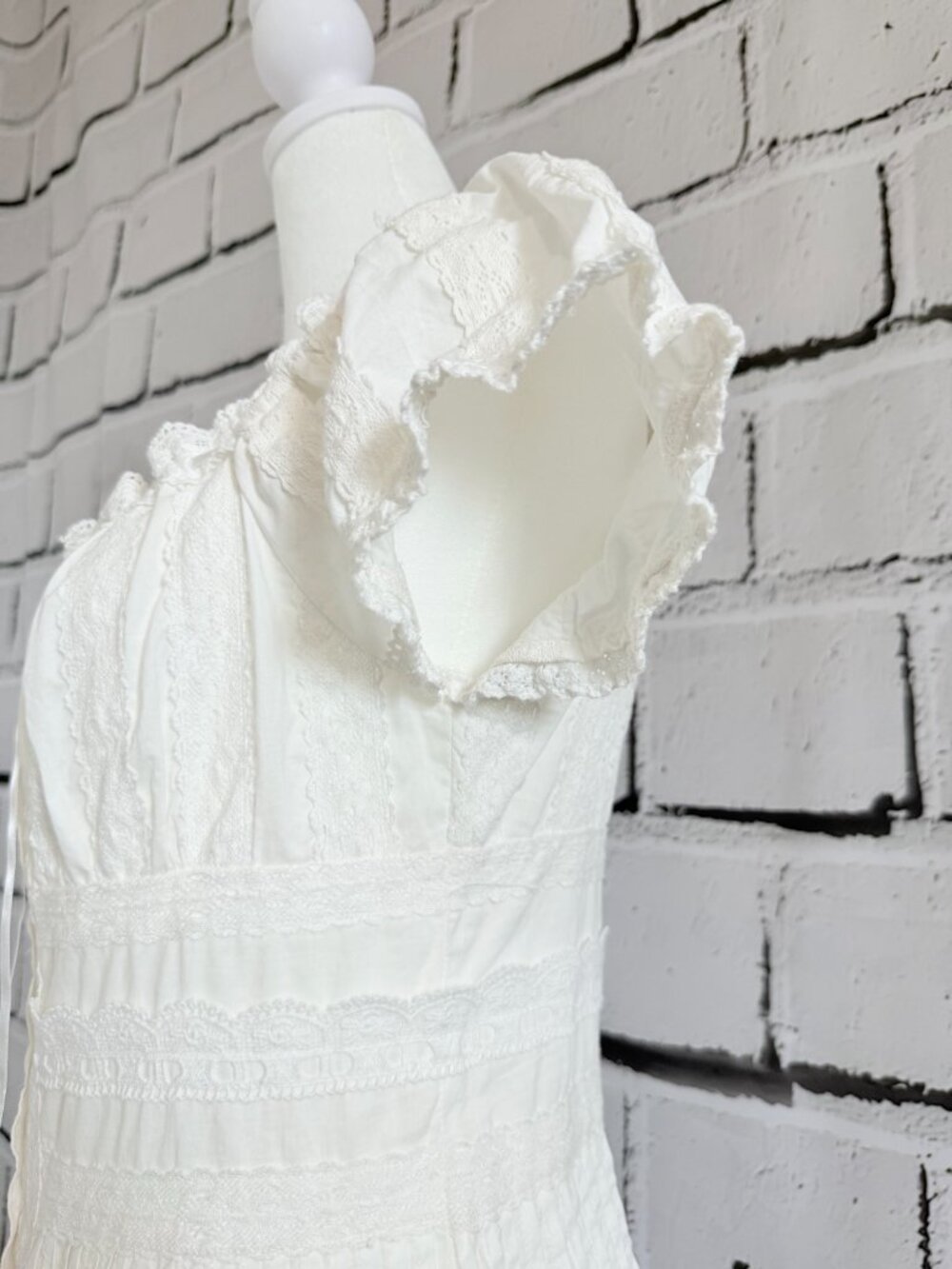 NWT Caroline Constas White Lace Cotton Cottagecore Maxi Dress S - Picture 9 of 15